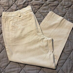 LOFT Cream Micro Pinstripe Capri Chinos Cropped size 12